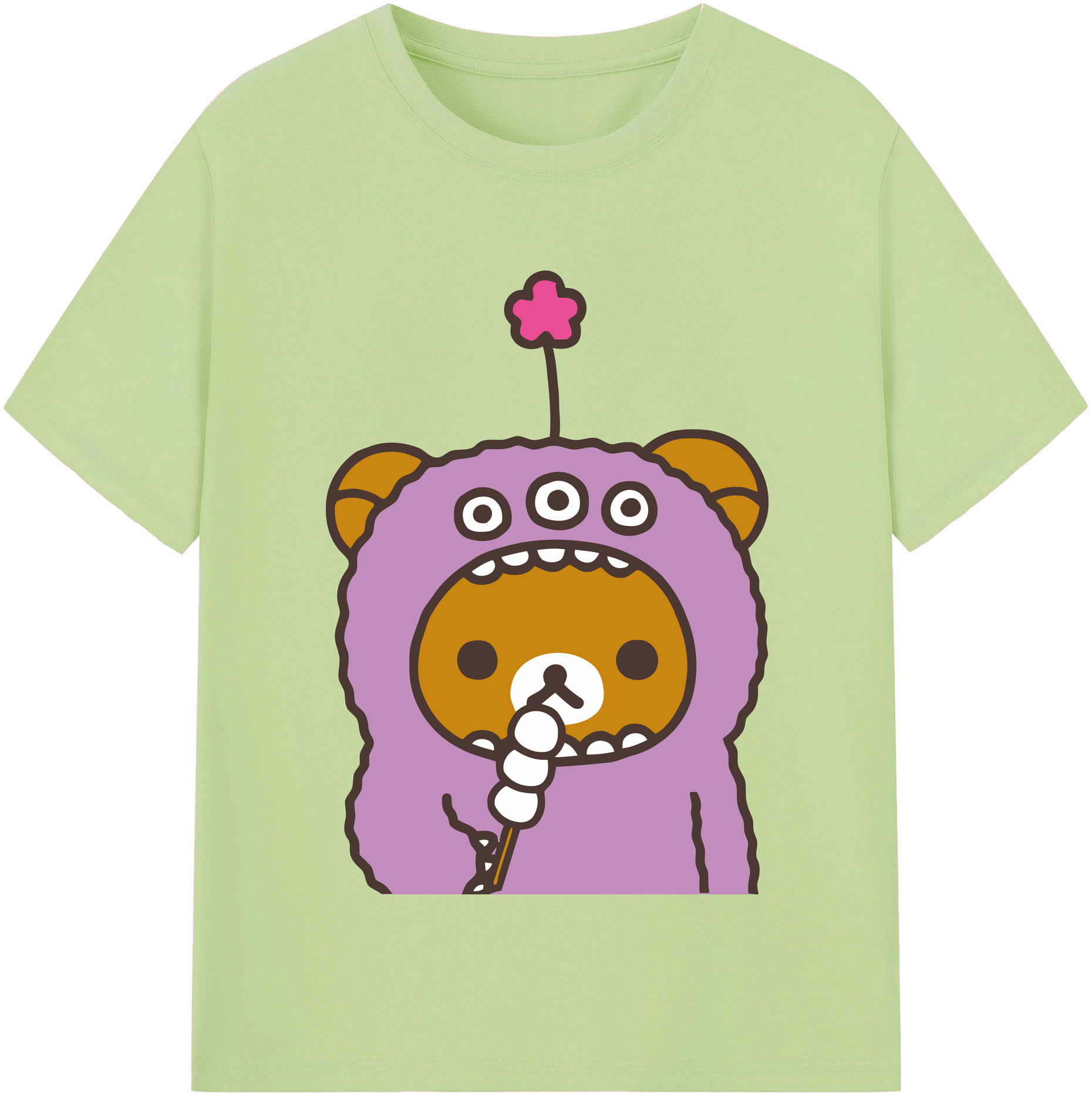 （画像用） リラックマ リラックマ キイロイトリ Rilakkuma Korilakkuma Kiiroitori 綿100％半袖Tシャツ（フロントプリント）